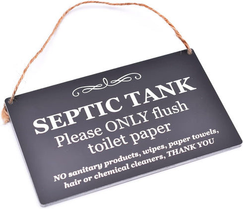 Stylish Black and White SEPTIC TANK Sign | Notice for Toilet | Bathroom | W.C