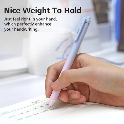 Writech Retractable Gel Ink Pens, 8ct Black Ink 0.5mm Fine Point Tip, Smooth Writing with Aesthetic Gradient Color