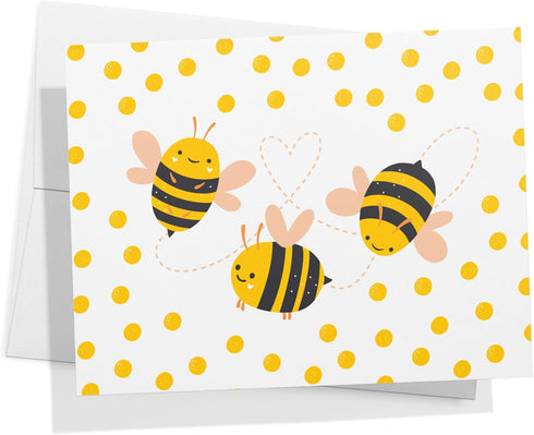 Twigs Paper Assorted Bumble Bee Greeting Cards - Stationery Cards with Envelopes, Thank You Card, Set of 12