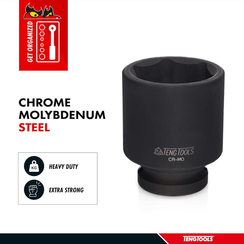 Teng Tools 24MM 1/2 Inch Drive DIN 6 Point Metric Short Reach Stubby Chrome Molybdenum Impact Socket | Low Profile | Mechanic Tool | Hand Tool - 920724-C