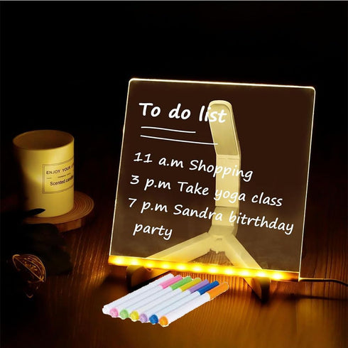 LED Note Board with Colors,Glowing Acrylic Message Marker Board, Illuminating Dry Erase Board with Sturdy Stand, Memo Letter Board with Interactive Light, White Board for Idea Generation (5.9*5.9in) by Xiphist