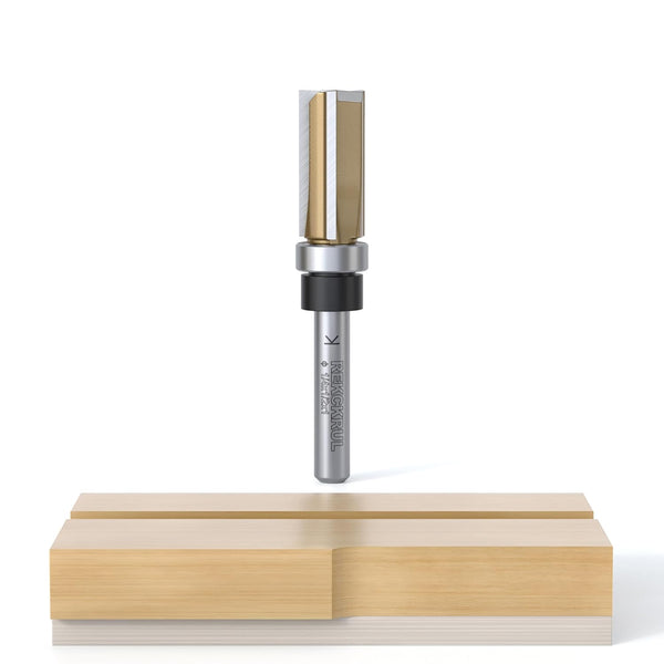Professional Pattern Flush Trim Router Bit, 1/4" Shank Bottom Bearing, 3-Blade Carbide