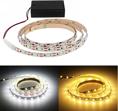 TOPXCDZ AA Battery Power Led Strip Light SMD2835 Flexible Lighting Ribbon Tape White/Warm