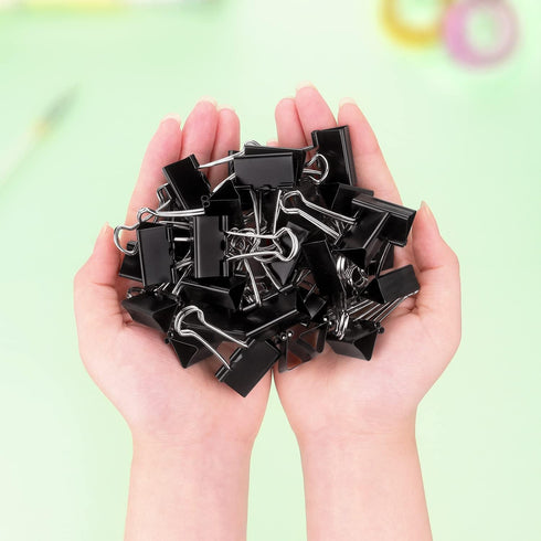 ZZTX Small Size Black Binder Clips, 1.0 Inches, 36 Pack Paper Clamps