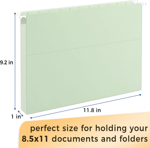 SUNEE Hanging File Folders, Letter Size, Pastel Colors, 25 Count with 1/5-cut Tabs, Heavy Duty Expansion