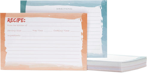 Juvale Double-Sided Recipe Cards, Watercolor Design, 60-Pack for Cooking Organization