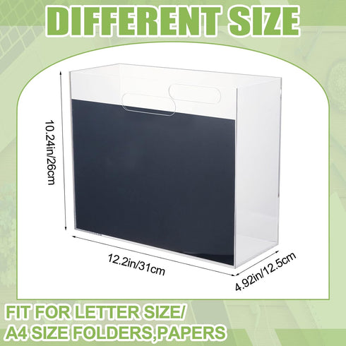 Hanging File Organizer Box - Acrylic File Folder Organizer for Letter Size Folders with Handles, Clear Desk Hanging