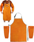 Set, QWORK Welding Apron& Sleeves, Welding Work Protectors Heat and Flame Resistant Leather Work Shop, Blacksmith
