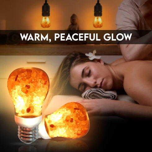 Bulb, 60-Watt Bulb 4 Count Himalayan Glow LED Light Patent Design Equivalent, Warm Amber Glow, Salt Light