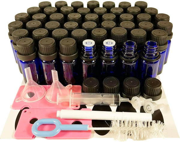 48Pack 1/3oz Essential Oil Dropper Glass Bottles with Orifice Reducer for Perfume and Aromatherapy