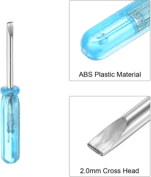 uxcell Mini Slotted Screwdriver, 2.0mm Flat Head, 45mm Length for Small Appliances Repair, 2 Pcs