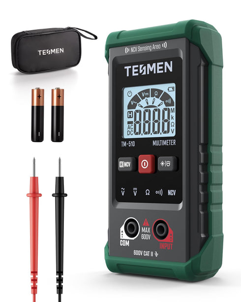 TM-510 Digital Multimeter, 4000 Counts, Smart Measurement, Auto-Ranging Voltmeter; Voltage Tester with Non-Contact