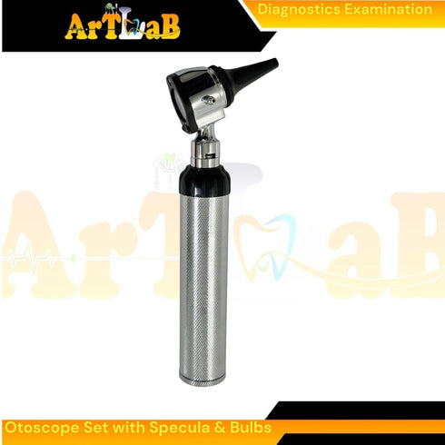 artlab 17pc Set Bulbs, Examination Otoscope with LED Disposable Specula, & Storage Case - Standard-Size Otoscope