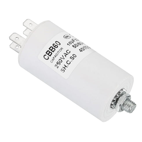 PATIKIL 10uf CBB60 Run Capacitor - AC 250V 4 Pins 50/60Hz Cylinder Bottom with M8 Screw for Washing Machine Pump Motor