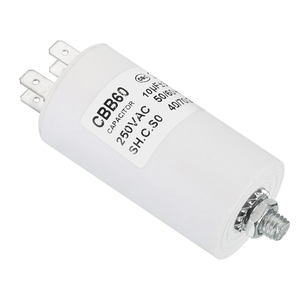PATIKIL 10uf CBB60 Run Capacitor - AC 250V 4 Pins 50/60Hz Cylinder Bottom with M8 Screw for Washing Machine Pump Motor