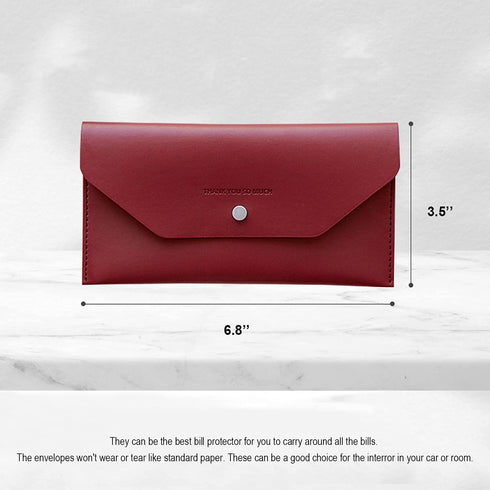 Carrotez Cash Envelopes, Reusable PU Leather Money Envelopes for Cash Gifts, 1 ea, Letter Engraving - Burgundy