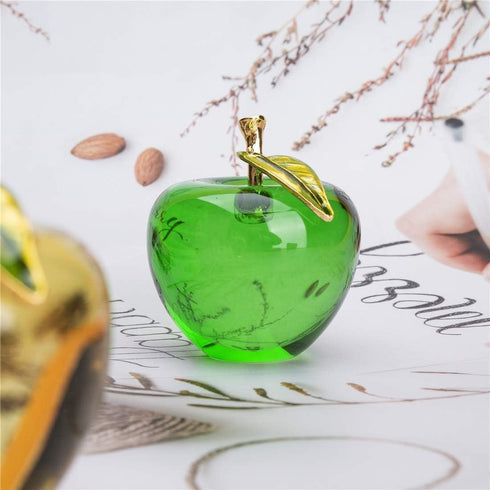 H&D Glaze Crystal Apple Paperweight Craft Decoration, Green