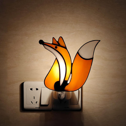 CHEZBABY Stained Glass Night Light Plug into Wall Lamp Decorative Accent Nightlight for Hallway Bedroom Bathroom