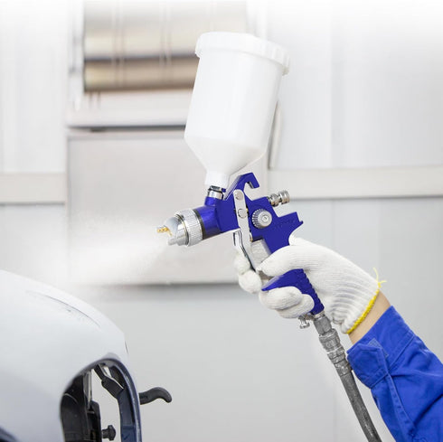 2-in-1 (1.4mm 600ml 0.8mm 125ml) Toolbox Professional HVLP Gravity Feed Spray Gun Kit + with Locking Pressure Regulator