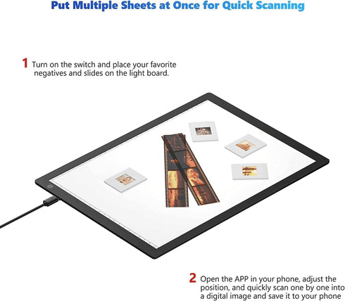 Ultra-Thin A4 Slide Viewer Light Box, USB Powered Scanner for Photo Slide and Film Negative Scanning, Artist Sketching