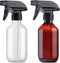 Plastic Spray Bottles Clear and Brown, 10oz/300ml Adjustable Head for Cleaning, Cooking