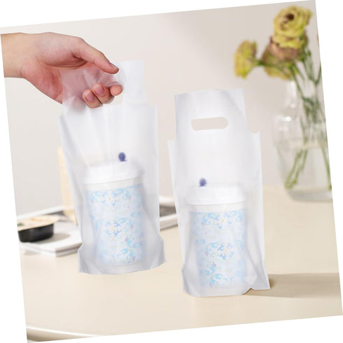 500pcs Beverage Carrier Bags for Takeout Drinks Portable Handle Bags for Coffee Juice and Milk Tea Convenient Storage
