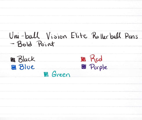 Uni-Ball Vision Elite Stick Rollerball Pen - 0.8mm Bold Point, Blue Ink, 12-Count
