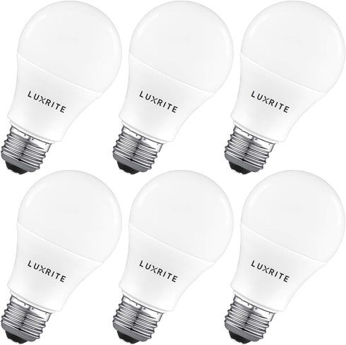 LUXRITE A19 LED Light Bulb, 100W Equivalent, 5000K Bright White, 1600 Lumens, E26 Medium Base, Non-Dimmable, 6 Pack