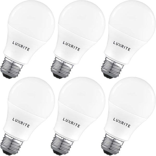 LUXRITE A19 LED Light Bulb, 100W Equivalent, 5000K Bright White, 1600 Lumens, E26 Medium Base, Non-Dimmable, 6 Pack