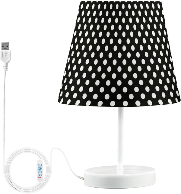 ALAZA Polka Dot Black White Decor Bedside Table Lamp with USB Port