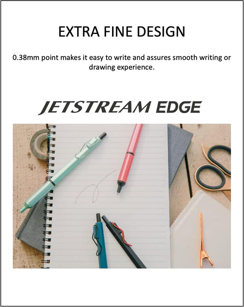 Uni Jetstream EDGE 0.38mm Oil-based Ballpoint Pen Mint Green Body + 10 Black Refills, Sticky Notes Value Set