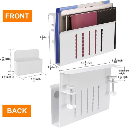 LUKETURE Desk Side Storage, Under Desk Steel Hanging Organizer, Laptop Holder with Pen Holder, No Drill Storage for