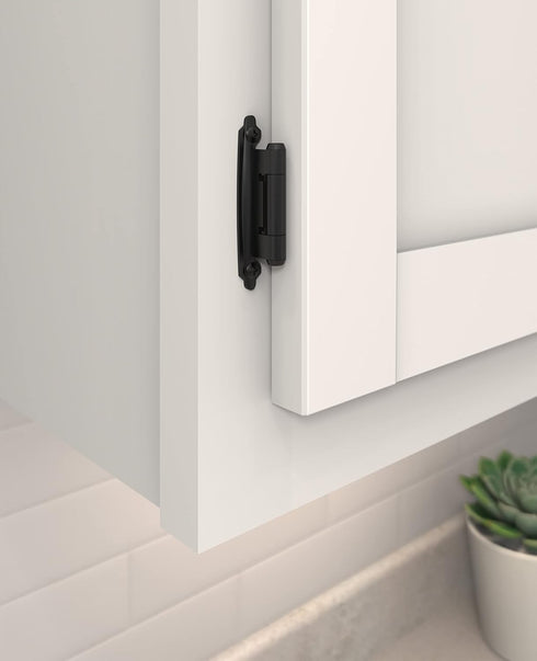 BPR7629FB 1 Pair/2 Pack Amerock | Face Frame Cabinet Hinge | Variable Overlay Self Closing Face Mount | Matte Black |