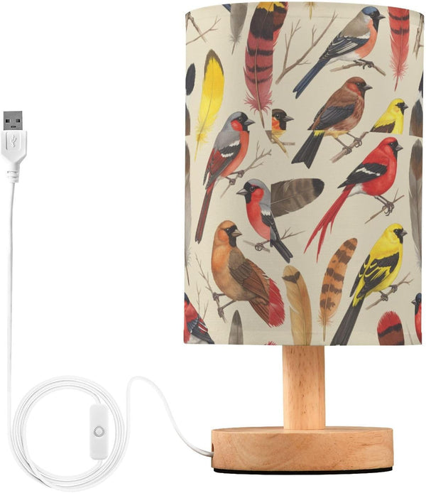 ALAZA Bedside Table Lamp for Bedroom Colorful Bird Nightstand LED Light Lamps