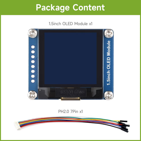 waveshare 1.5inch 128x128 16-bit Communicating I2C OLED Display Module Pixels Grey Level with Embedded Controller via