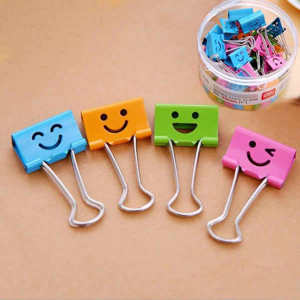 Coideal 48 Pcs Smiling Face Binder Clips, Medium 1 Inch Smiley Metal Paper Clips Assorted Color