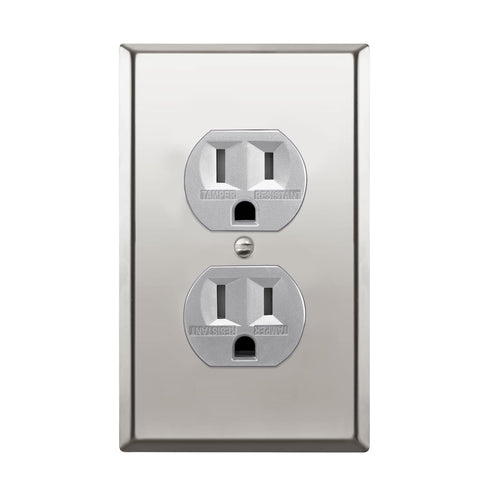 ENERLITES Elite Series Duplex Receptacle with Stainless Steel Wall Plate, Tamper-Resistant Outlet, 15A 125V