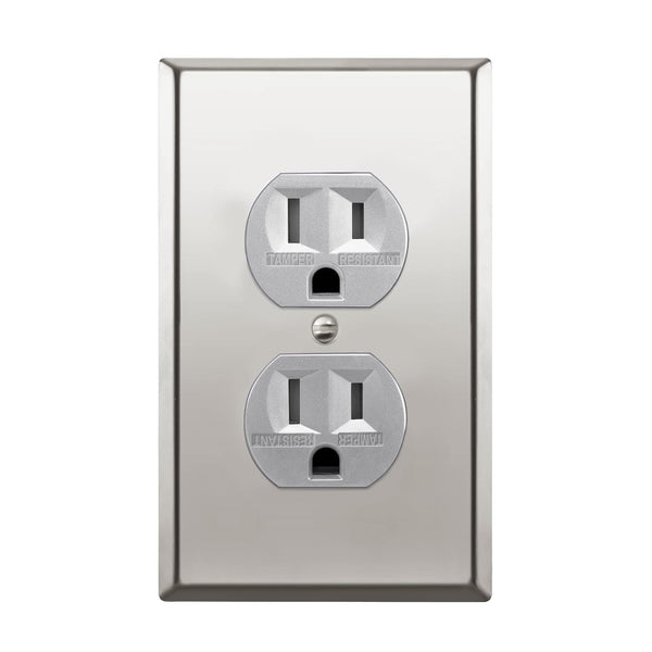 ENERLITES Elite Series Duplex Receptacle with Stainless Steel Wall Plate, Tamper-Resistant Outlet, 15A 125V