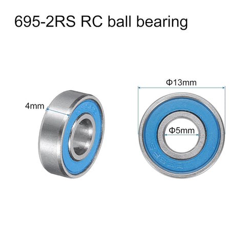 uxcell 20pcs 695-2RS Miniature Deep Groove Ball Bearings, 5x13x4mm Double Sealed Bearings for Electric Motor