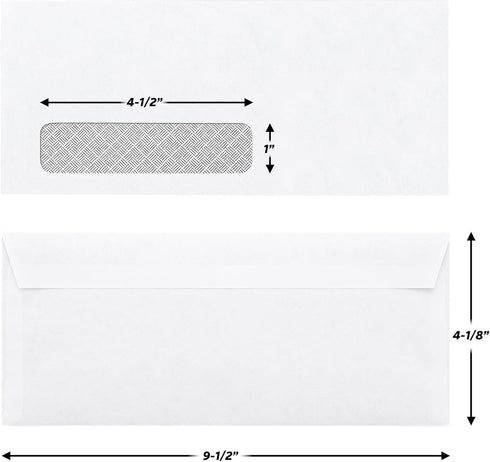 Mead Window Envelopes, Self Seal #10, 500 per Pack, Security Tinted White Envelopes with Window