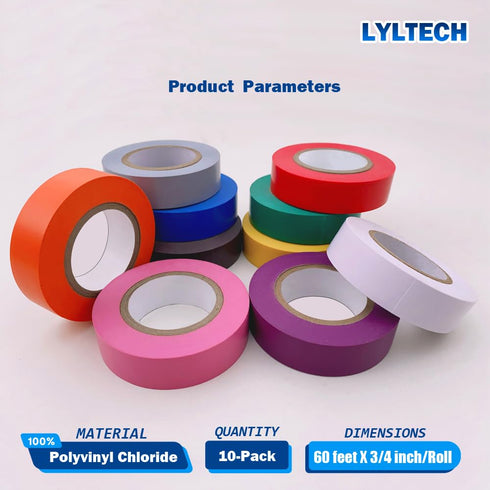 Electrical Tape Matte Rainbow 10 Colors Pack 3/4-Inch by 60 Feet, Waterproof and Durable with Strong Adhesive