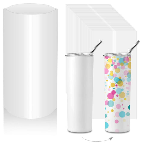 Sublimation Shrink Wrap Sleeves, 5x10 Inch White Heat Transfer Film Bags for Mugs, Cups, Tumblers, 50 Pcs