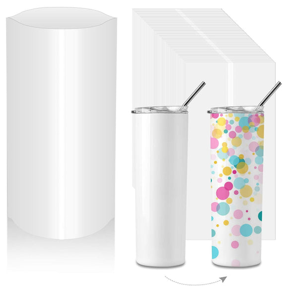 Sublimation Shrink Wrap Sleeves, 5x10 Inch White Heat Transfer Film Bags for Mugs, Cups, Tumblers, 50 Pcs