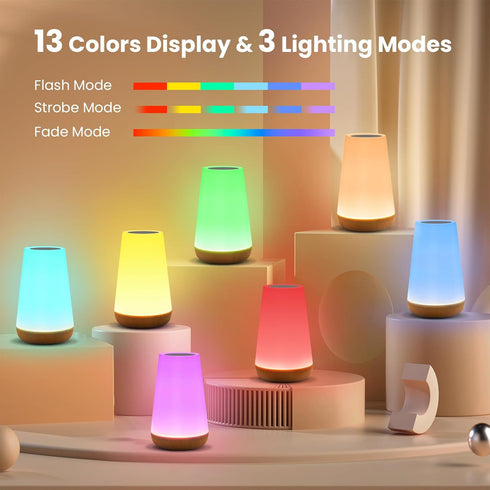 Dimmable 5 13 THAUSDAS Night Light, Touch Lamp for Bedroom, Portable Table Bedside Lamp, Brightness RGB Colors, Night