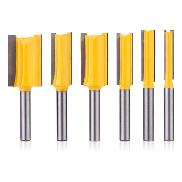 Gosknor 6pcs Straight Router Bit Set 1/4 Inch Shank, Flute Straight Router Bits