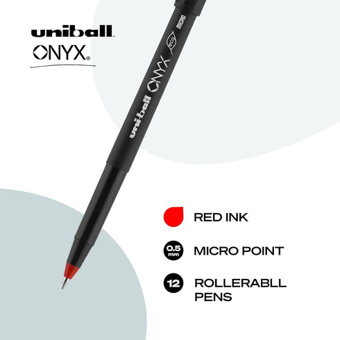 uni-ball ONYX Rollerball Pen, Micro Point (0.5mm), Red, 12 Count