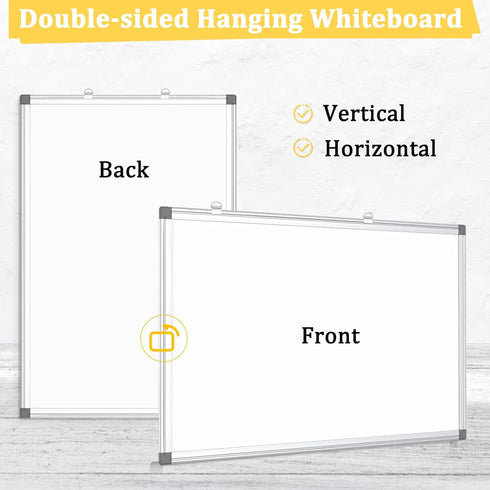 Double-Sided Magnetic Whiteboard, 30" x 20" Dry Erase Board, Aluminum Frame, Hanging Mounting Board with 4 Markers, Pen