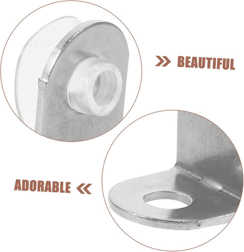 10-Pack Set POPETPOP Stainless Steel Corner Bracket for Secure Glass Shelf Support Rounded Edge Design Heavy Duty Angle