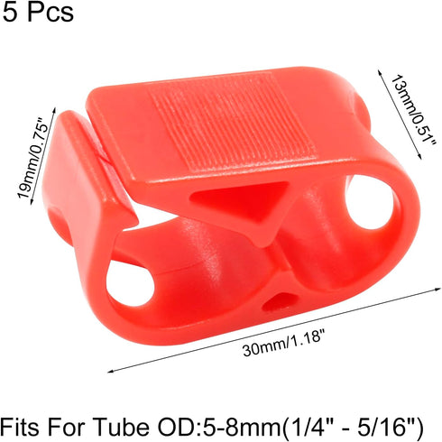 5 Pcs 1/4" - 5/16" Tube O.D. Plastic Tubing Clamps, Adjustable Tube Clamp Shut Off Hose Clamp, Laboratory Pinch Valve Flow Control Hose Clamp (Red)
