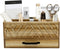 BLU MONACO Natural Wood Desktop Pen Organizer - Stylish Pen Holder with Drawer for Office and Art Supplies